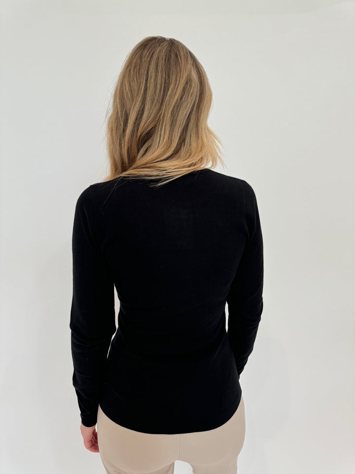 Kinross Fitted Crew Sweater in Black available at Barbara Katz