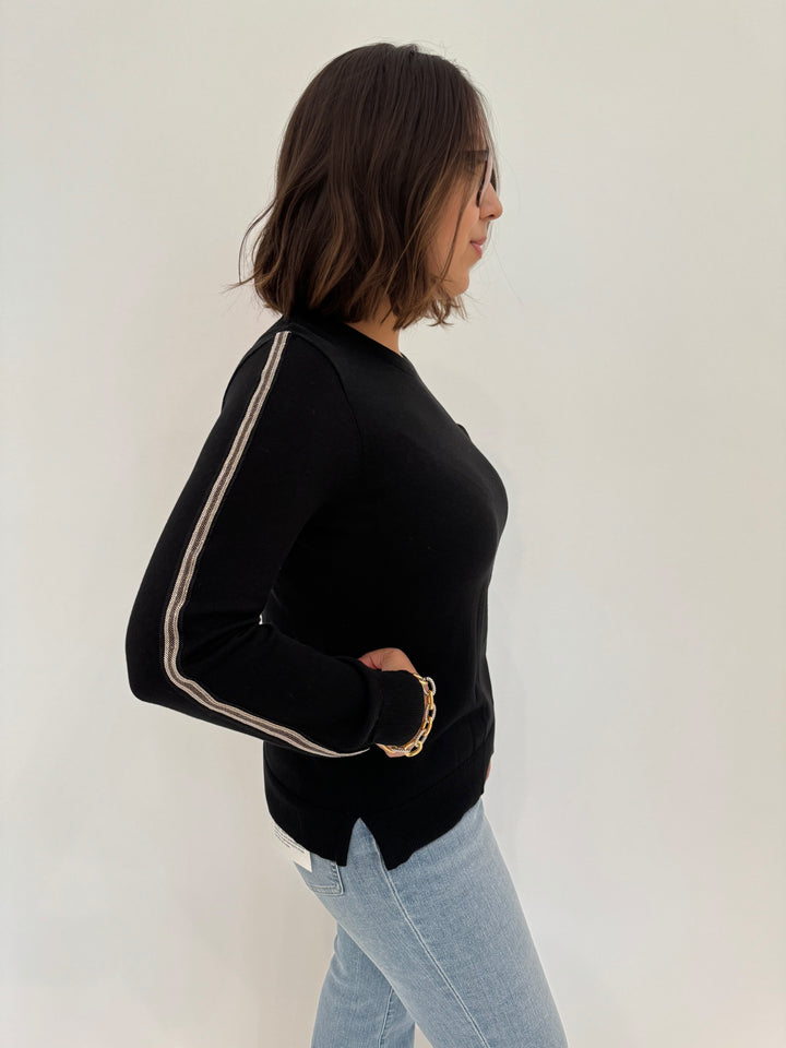 Crewneck Sweater With Ribbon - Black