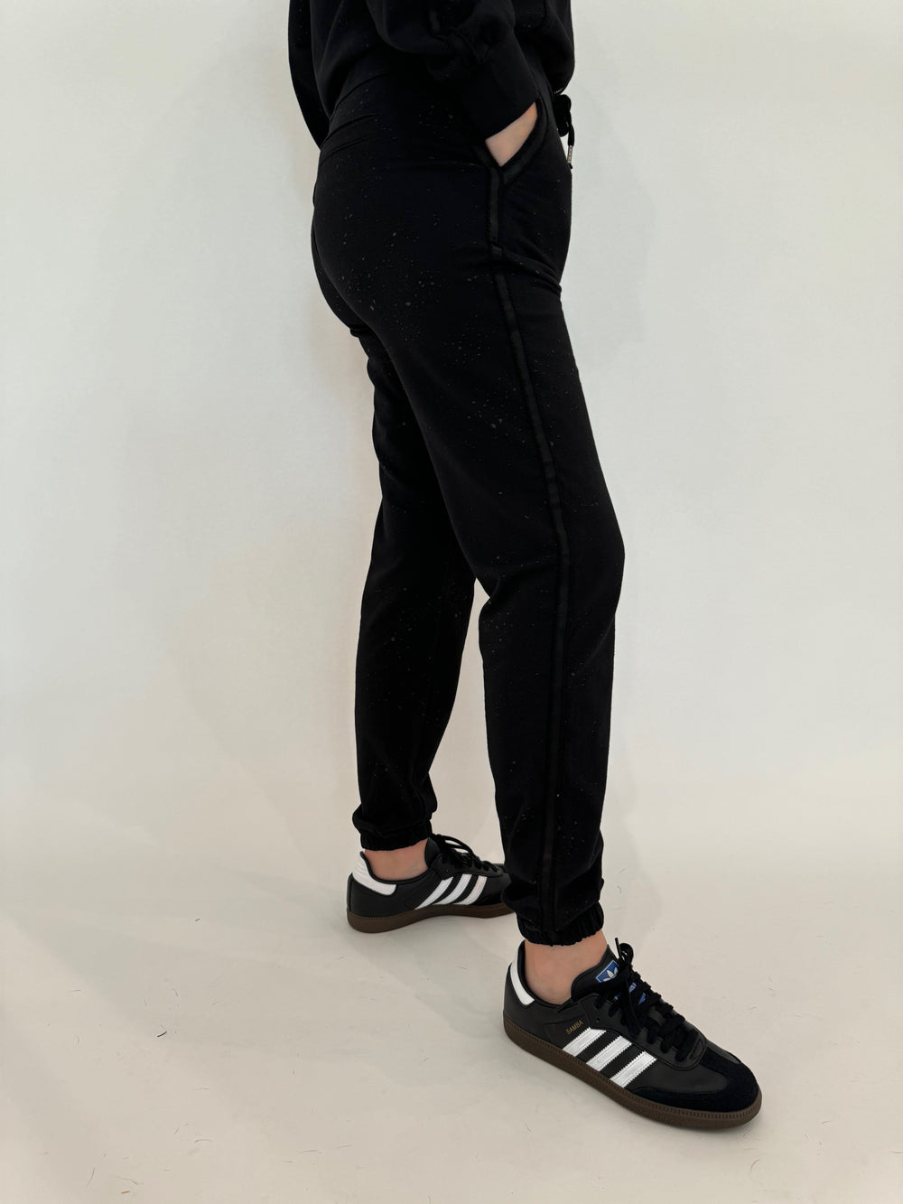 BK Mandy Distressed Joggers in Black available at Barbara Katz