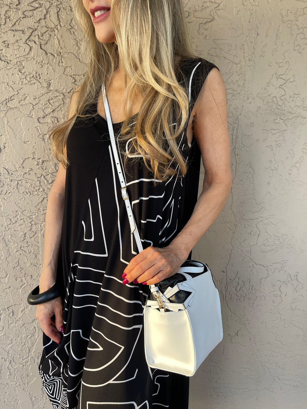 GG Maull Heroine Tote Crossbody Bag in Black/White available at Barbara Katz