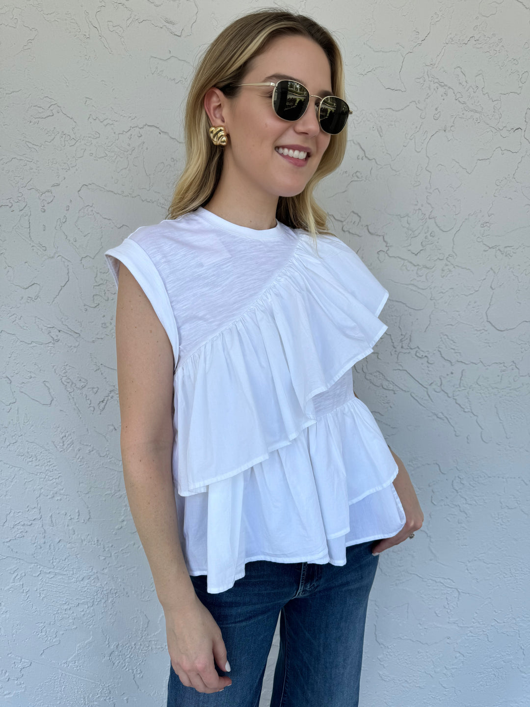 Cinq a Sept Micki Ruffles Top - White