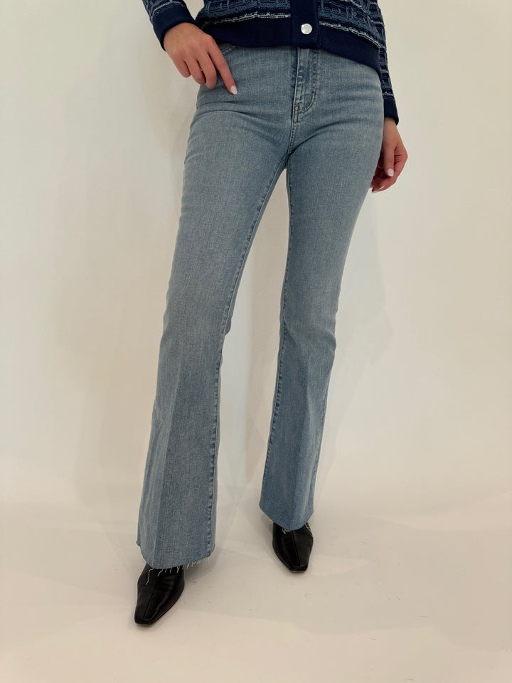 Frame Le Easy Flare Raw Fray Jeans - Blue Springs