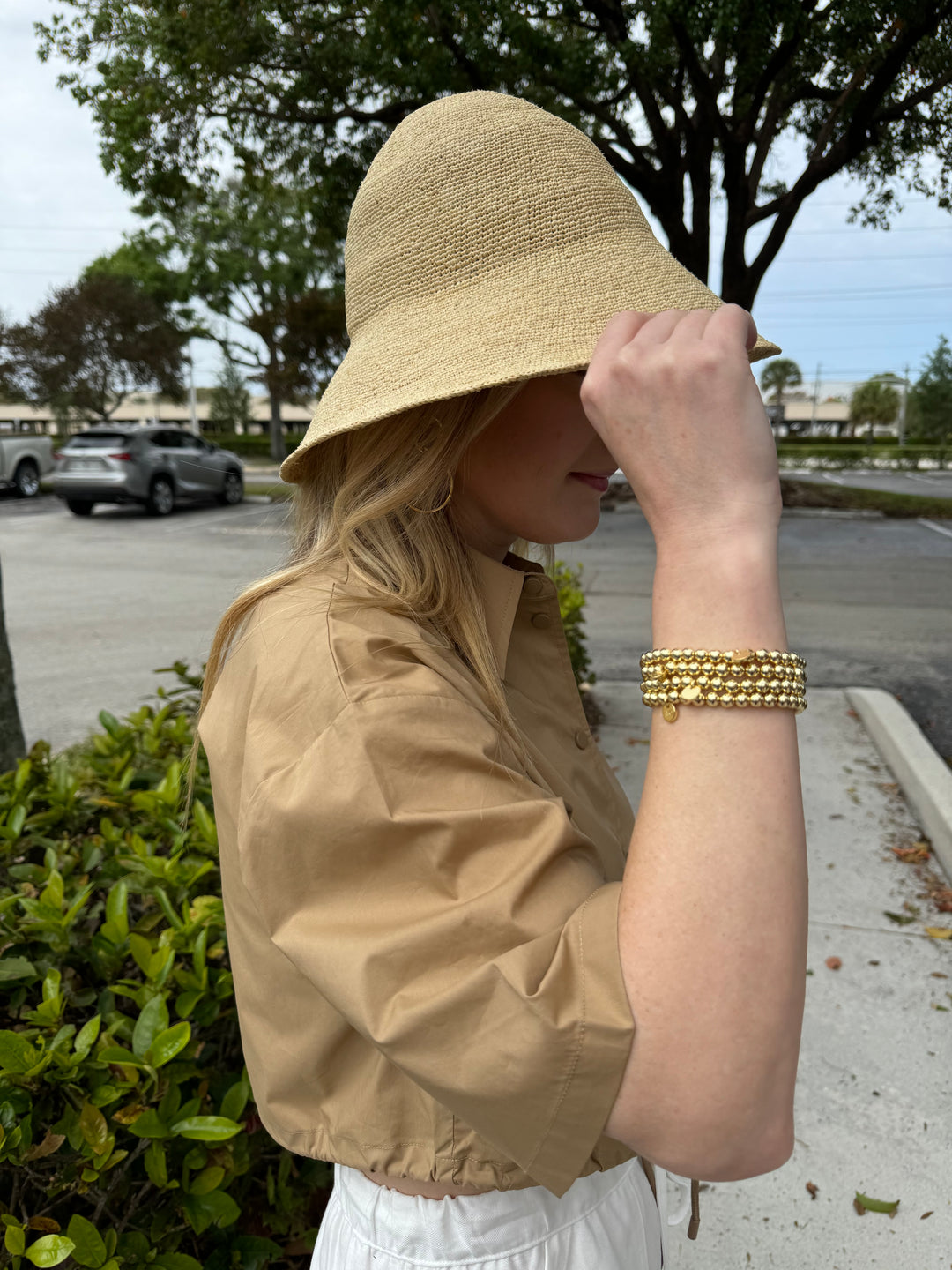 Teagan Packable Raffia Straw Bucket Hat