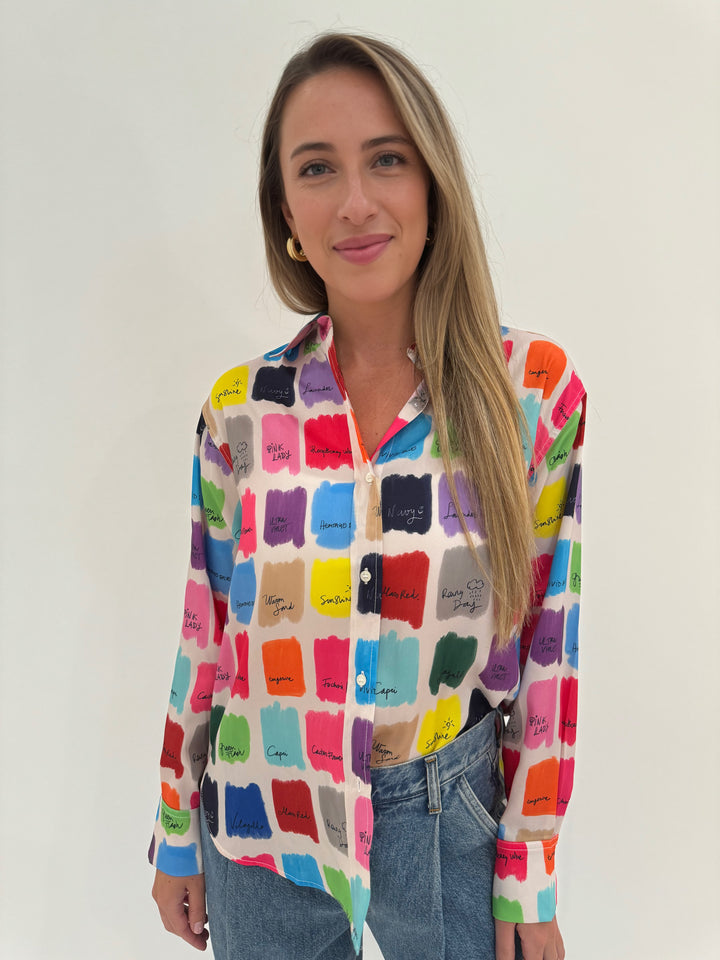 Vilagallo Donia Multi Snatch Button Down Shirt available at Barbara Katz