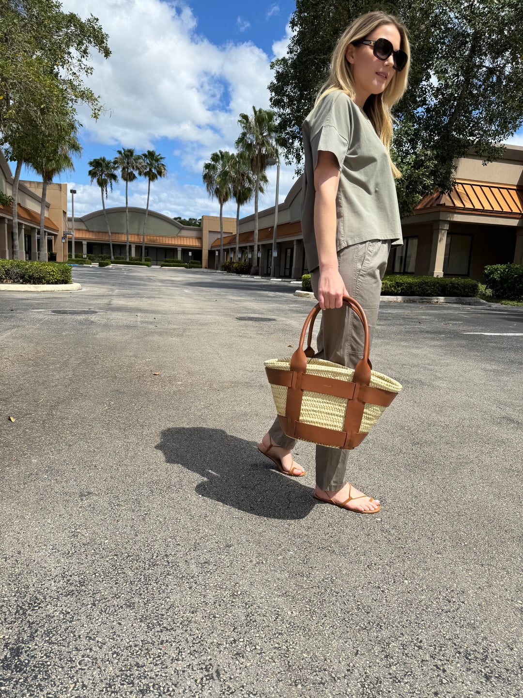 Elliott Lauren Sage Poplin Cargo Pants & Short Sleeve Combo Tee