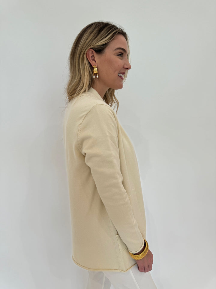 BK Olivia Long Open Cardigan in Ivory available at Barbara Katz