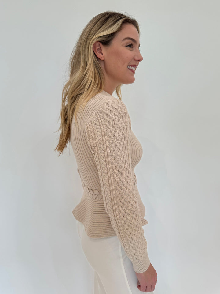 Simkhai Signature Andi Peplum Long Sleeve Jacket in Stone available at Barbara Katz