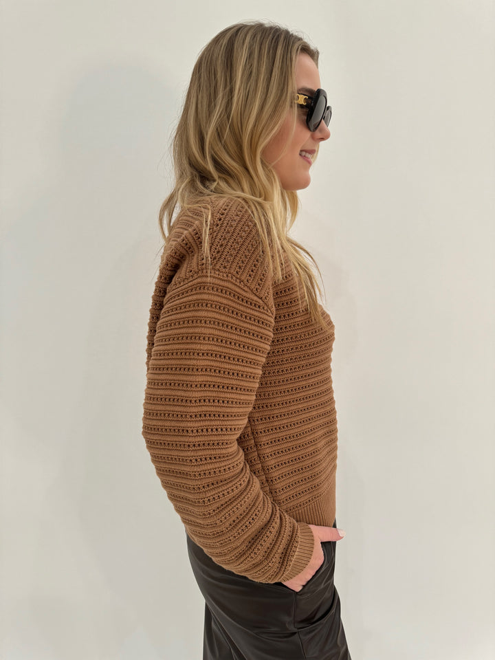 Varley Jarvis Relaxed Long Sleeve Sweater in Golden Bronze available at Barbara Katz