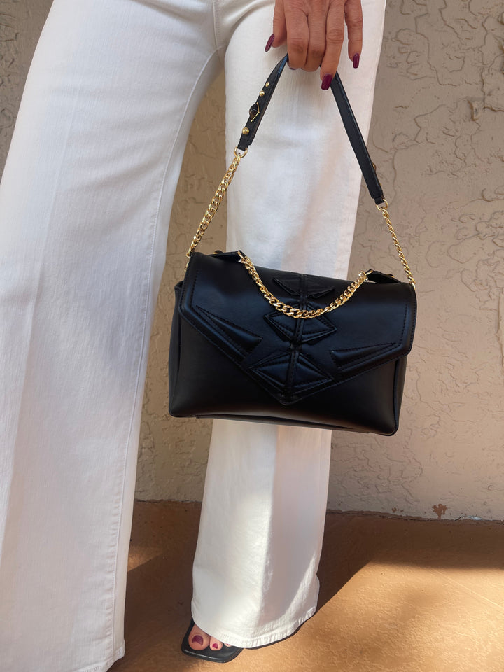 GG Maull Grande GG Bag in Black with Gold Chain available at Barbara Katz