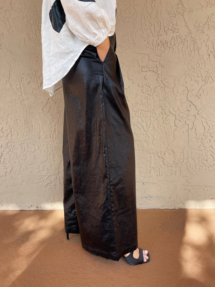 lanhtrophy Metallic Linen Culotte Pant