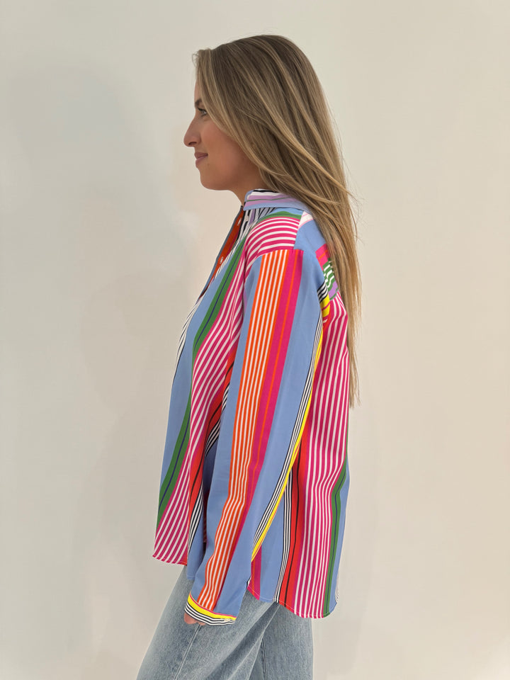 Vilagallo Anastasia Stripe Long Sleeve Shirt available at Barbara Katz