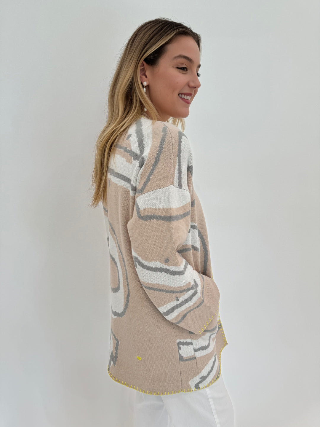 Kerri Rosenthal Blankie Long Sleeve Love Cardigan in Birch