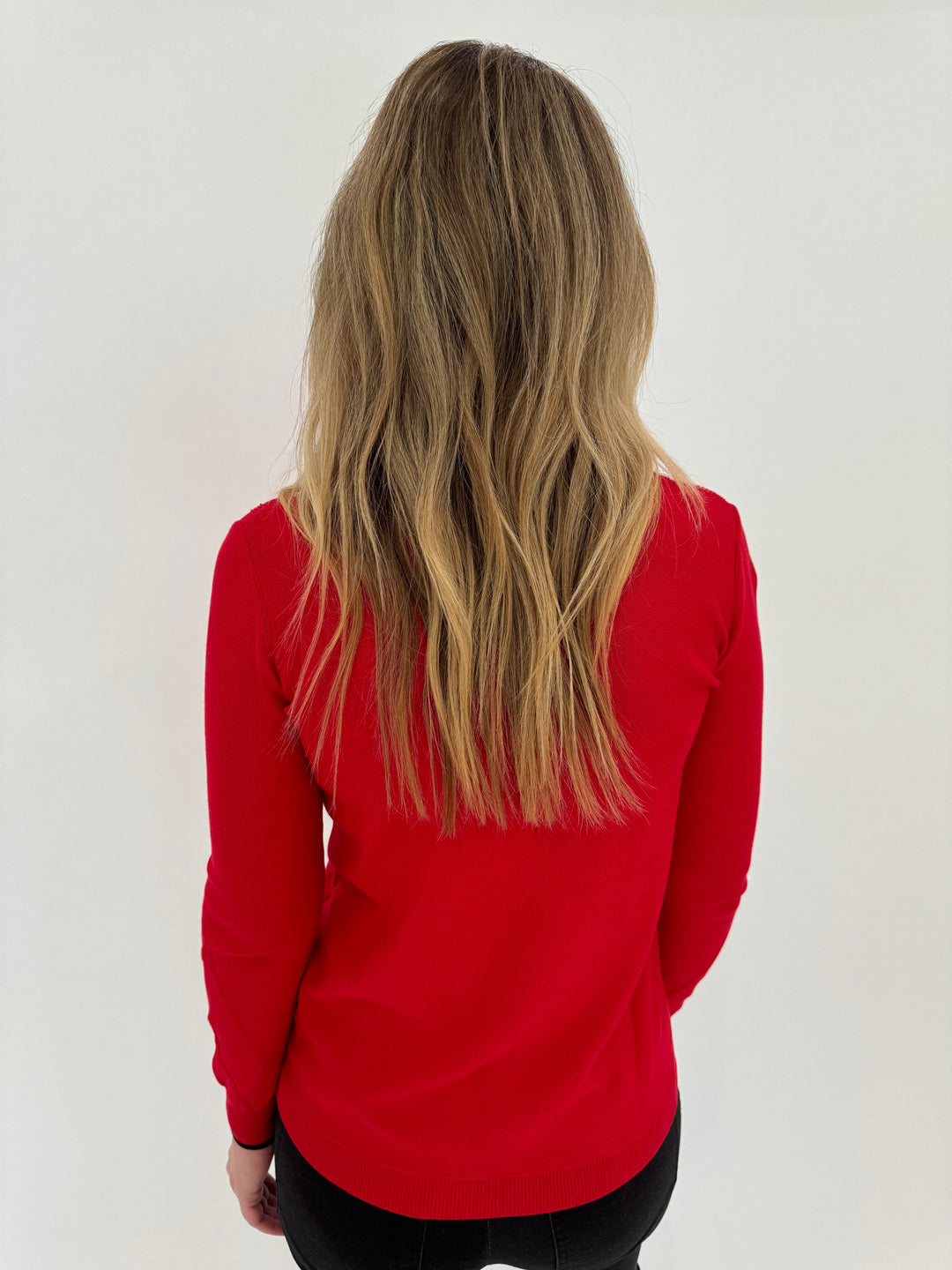 Peace of Cloth Tipped V-Neck Sweater - Red