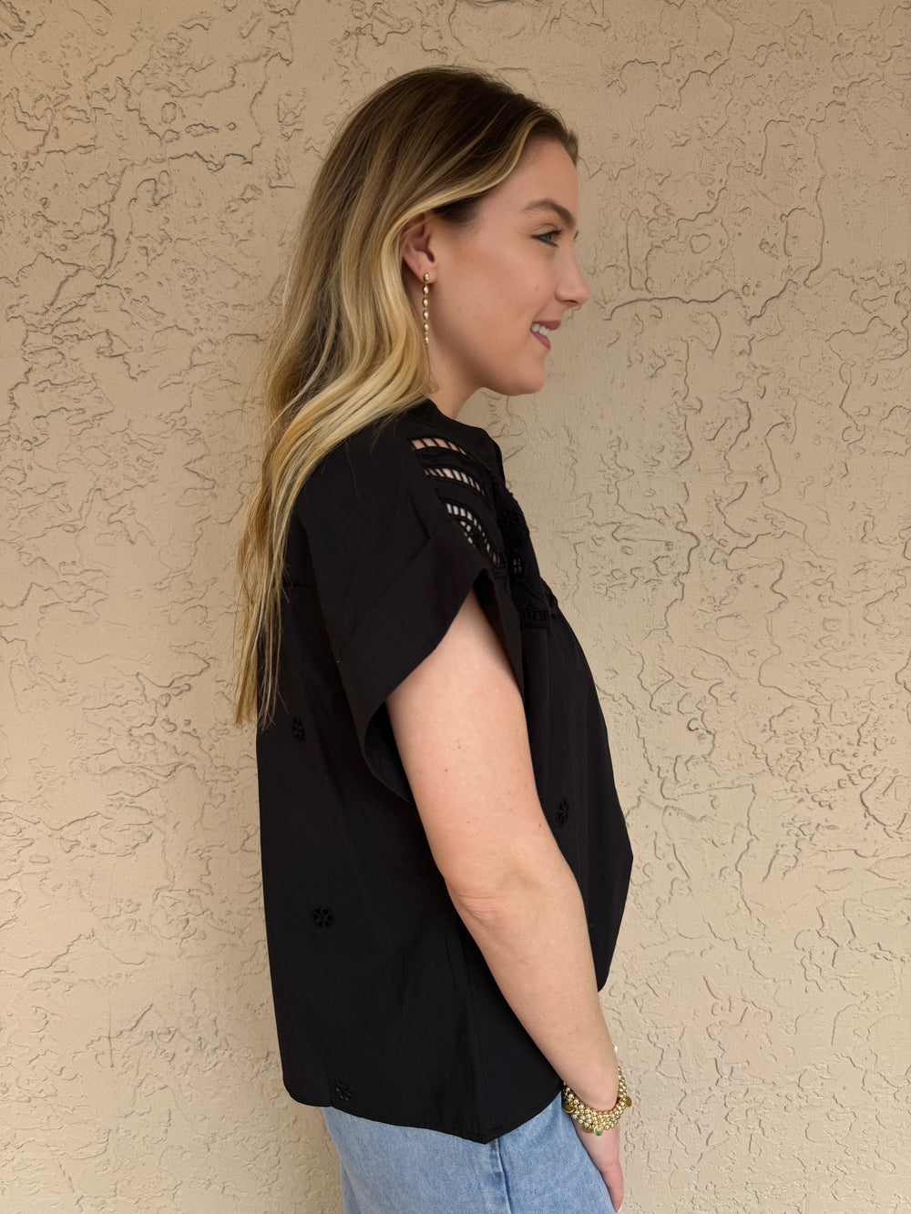 Suncoo Lina Black Embroidered Blouse