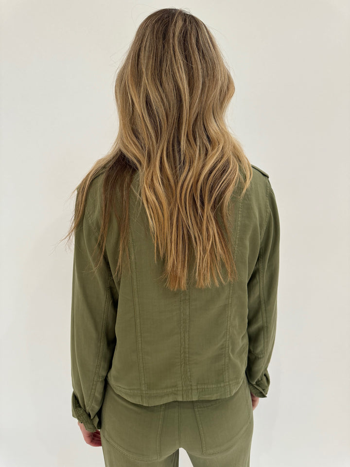 BK Marley Crop Jacket in Tea Leaf available at Barbara Katz