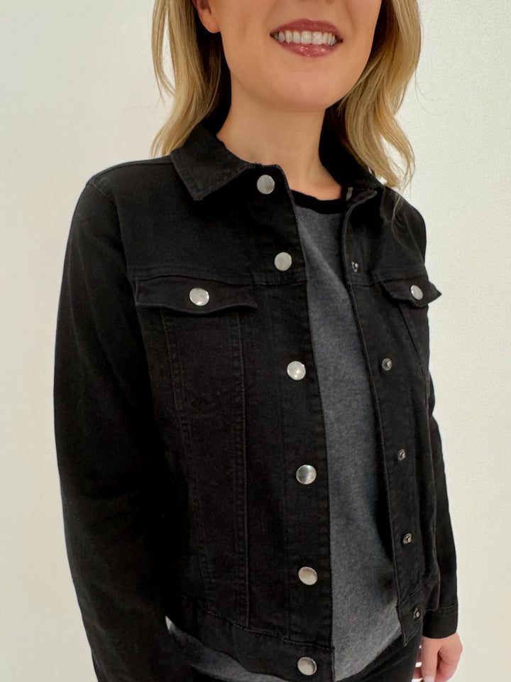 Peace of Cloth Denim Long Sleeve Jean Jacket - Black