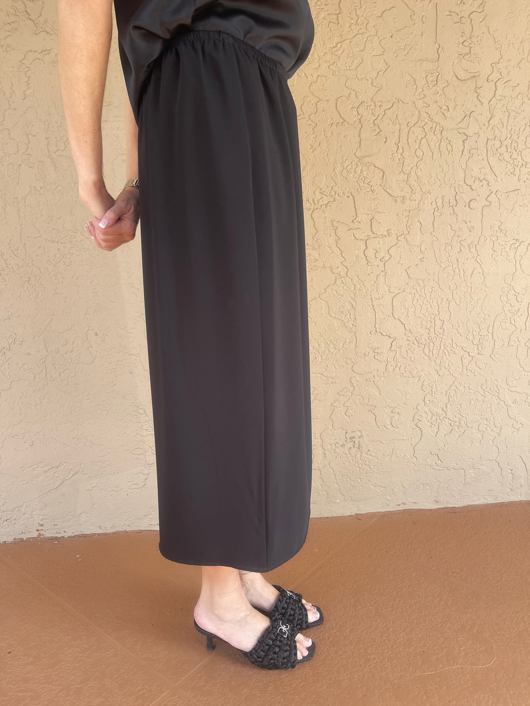 Caroline Rose Matte Crepe Long Skirt