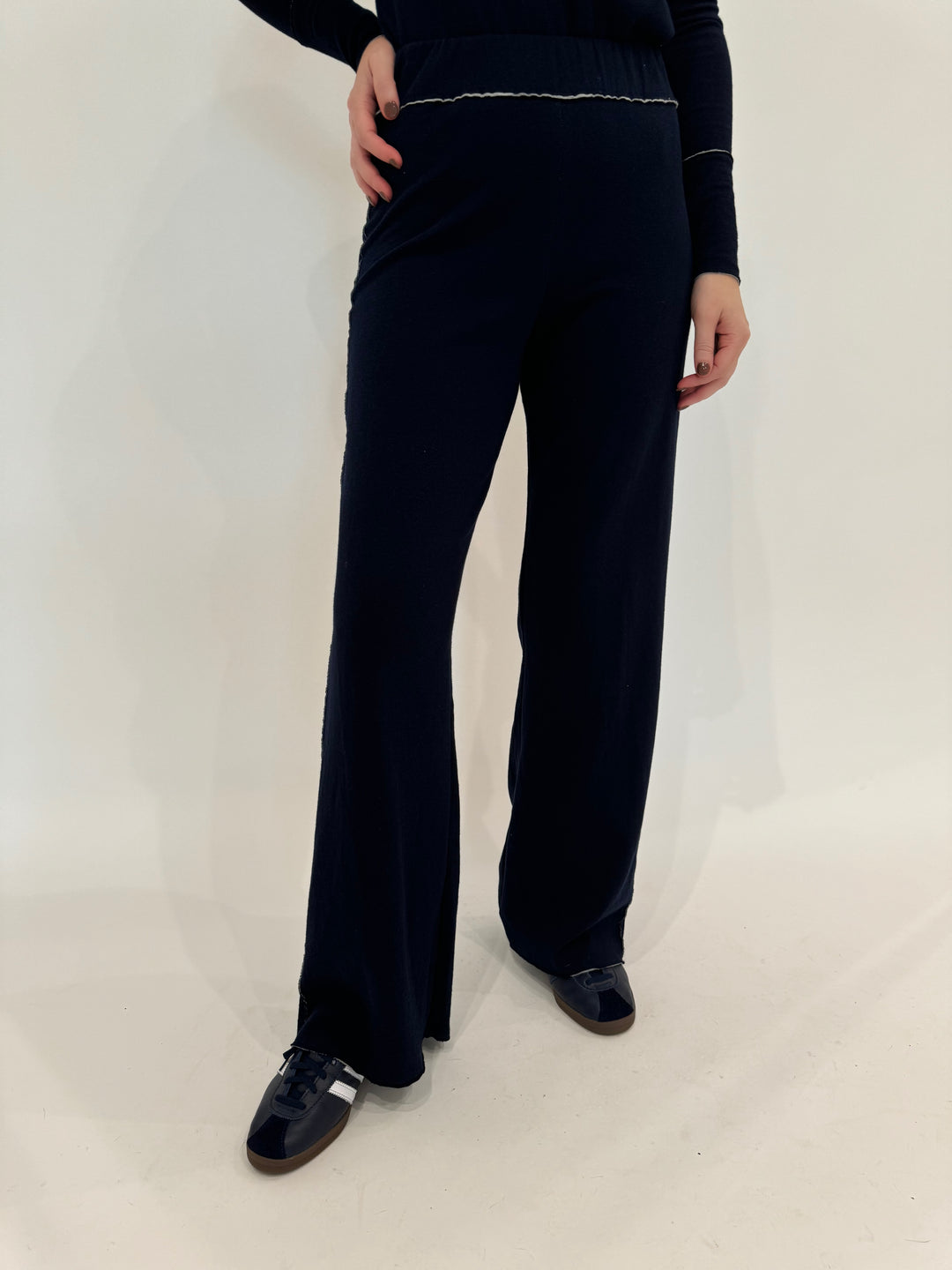 Goldie Stella Double-Faced Flare Pants in Navy/Gray available at Barbara Katz