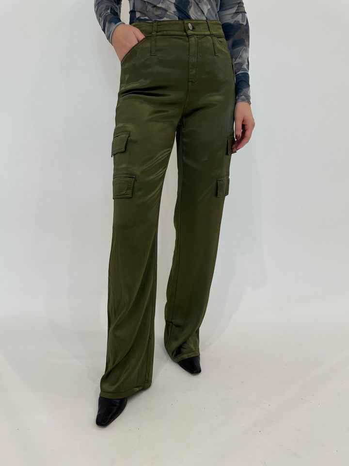 Marrakech Zendaya Silky Cargo Pants in Pine available at Barbara Katz