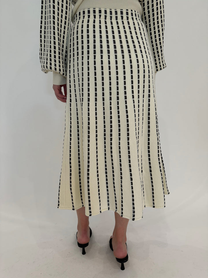 Maria Pavan Merida Midi Skirt in White/Black available at Barbara Katz