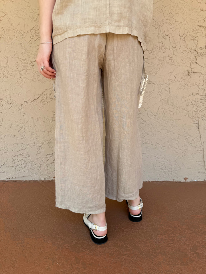 Barbara Katz Linen Crop Pants - Flax