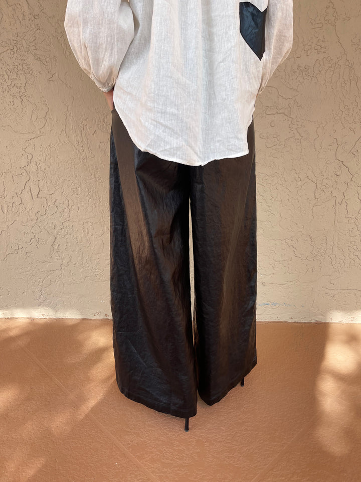 lanhtrophy Metallic Linen Culotte Pant