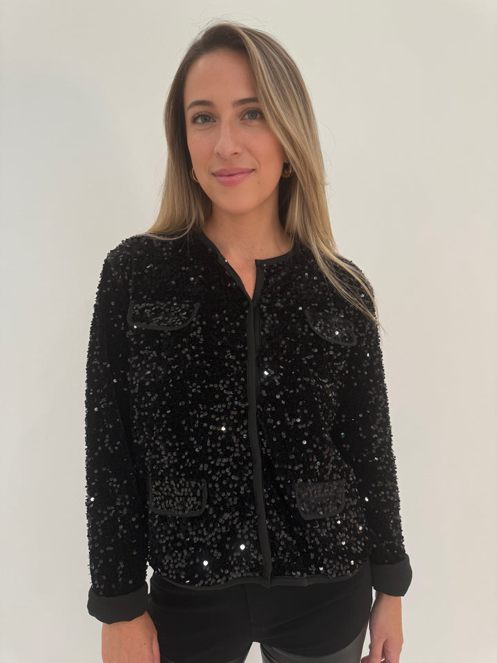 Leo & Ugo Sequin Jacket in Black available at Barbara Katz