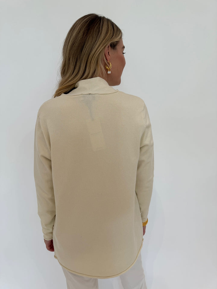 BK Olivia Long Open Cardigan in Ivory available at Barbara Katz