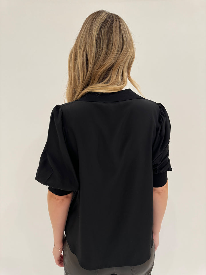 Cinq a Sept Weldon Silk Top in Black available at Barbara Katz