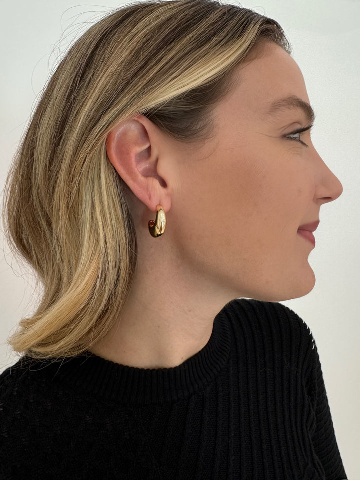 BK Jewelry Celia Moon Hoop Earrings - Gold