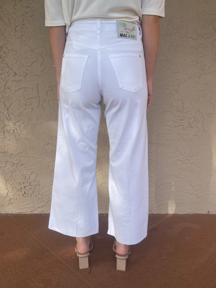 MAC Denim Dream Wide Crop Wonder Jeans in White available at Barbara Katz