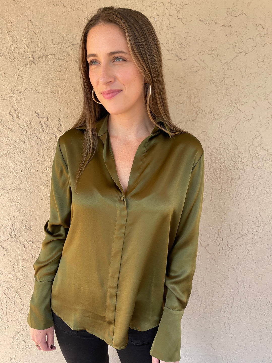 Catherine Gee Daria Silk Printed Shirt - Army Green