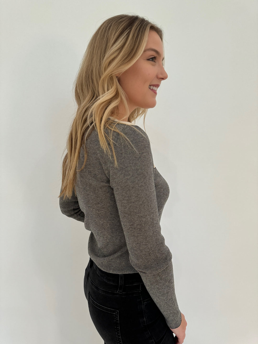 Aldomartins Kamuk Long Sleeve Top in Grey available at Barbara Katz