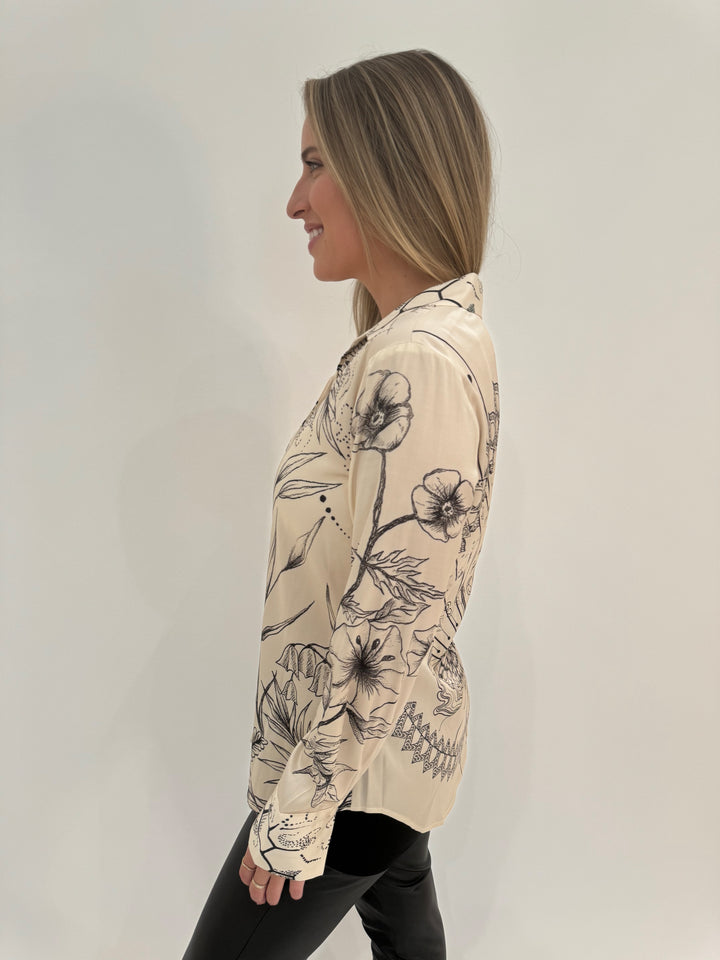 ME369 Joelle Long Sleeve Shirt in Tattoo print available at Barbara Katz