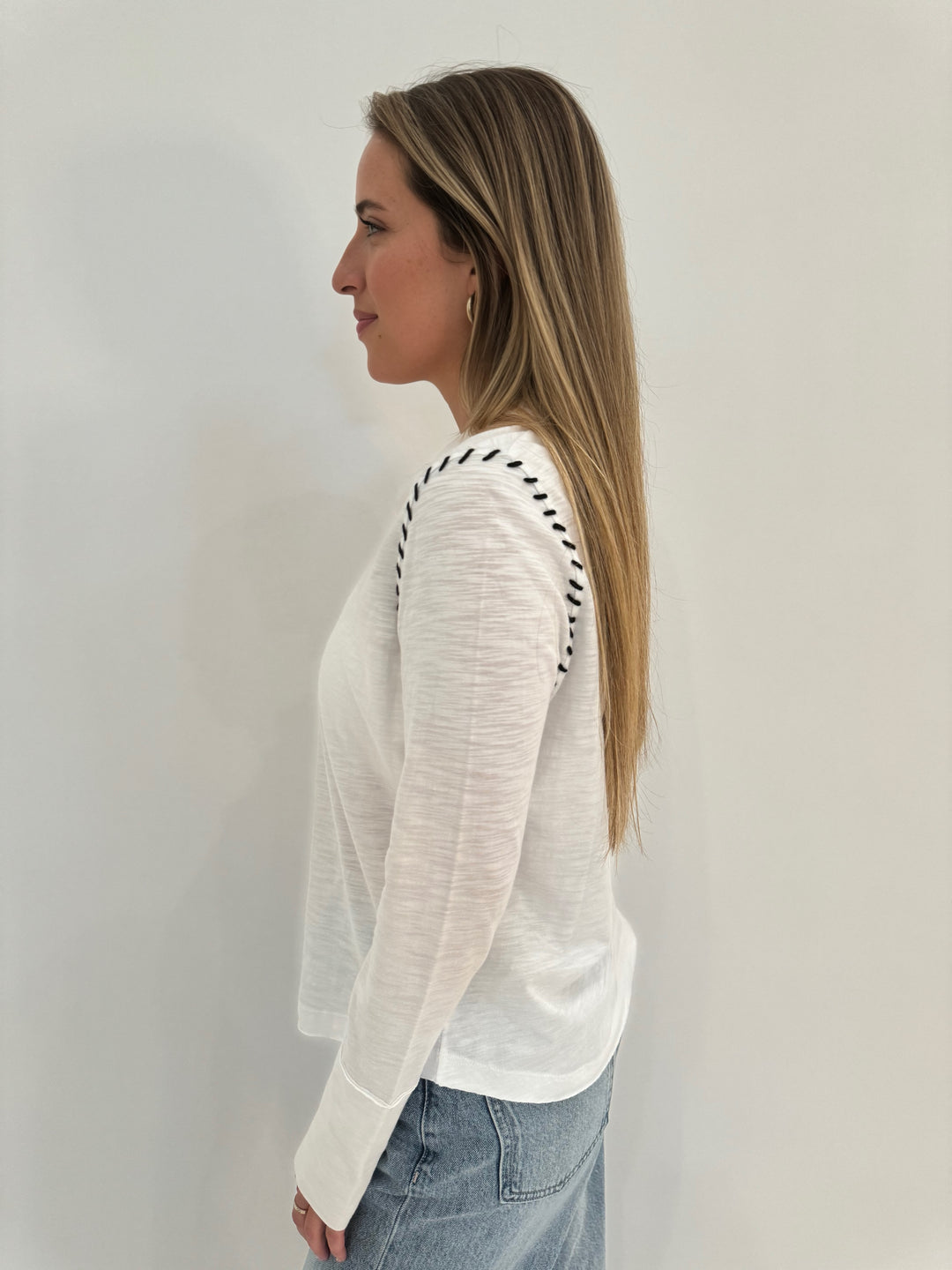 Lisa Todd Whipster Henley Long Sleeve Tee in White available at Barbara Katz