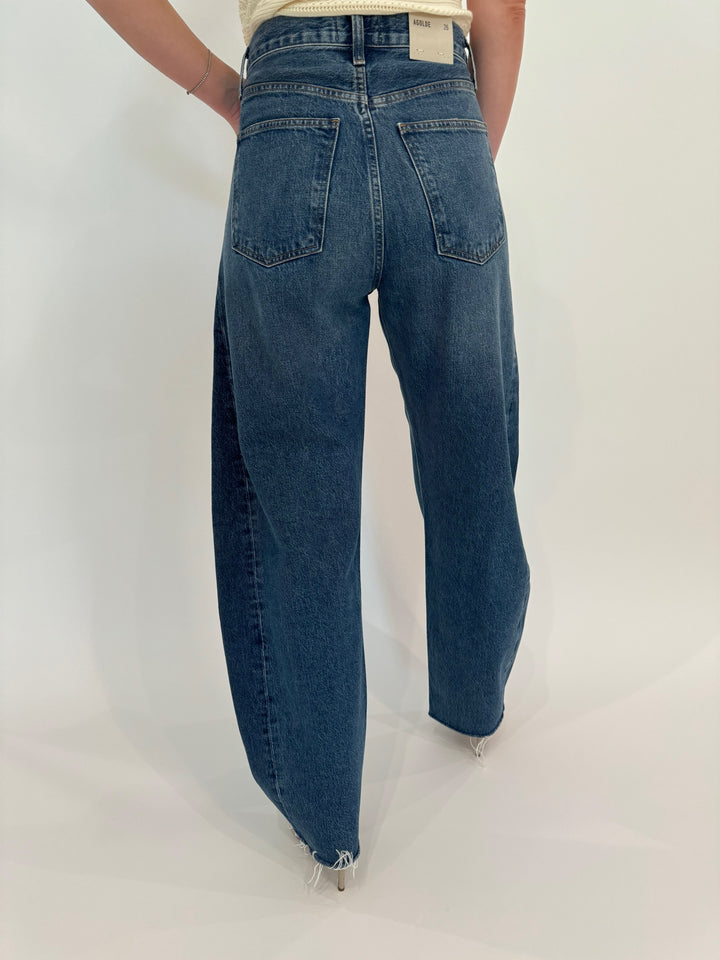 Agolde Luna High Rise Pieced Taper Jeans In Split