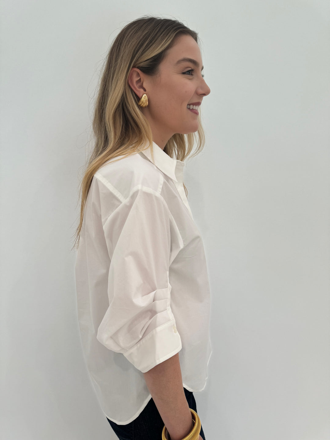 Simkhai Gemma Three-Quarter Sleeve Shirt in White 