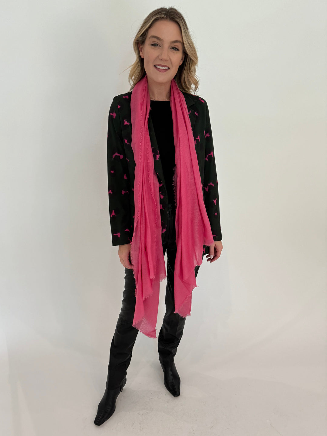 Vilagallo Pink Wool Scarf available at Barbara Katz