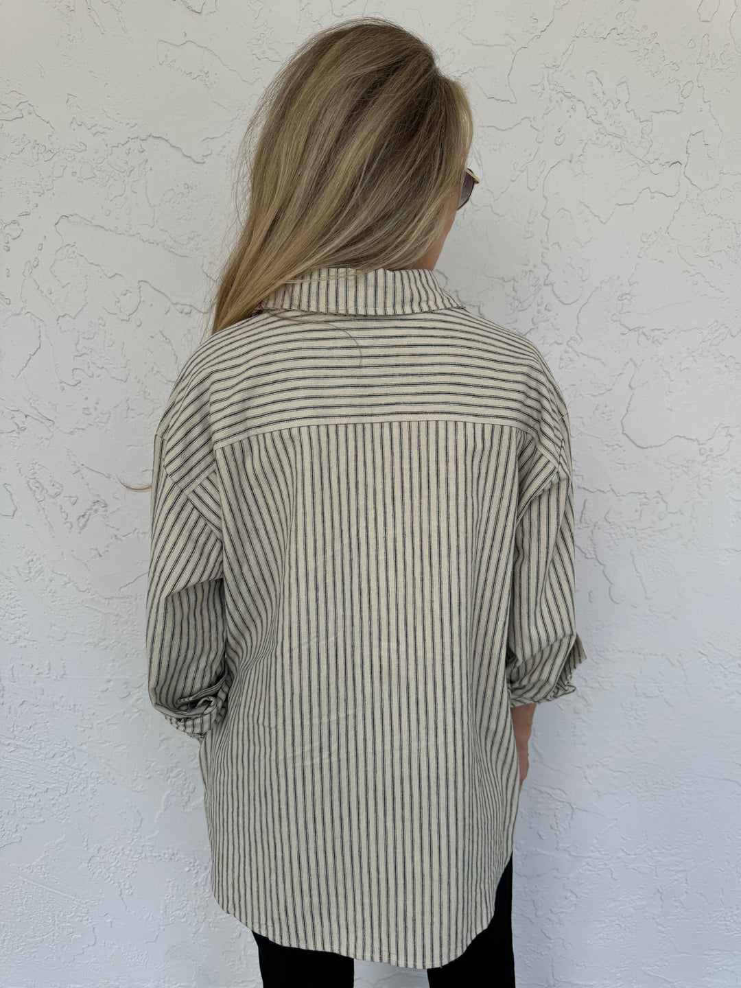 Donni The Linen Stripe Relaxed Shirt - Stone Stripe