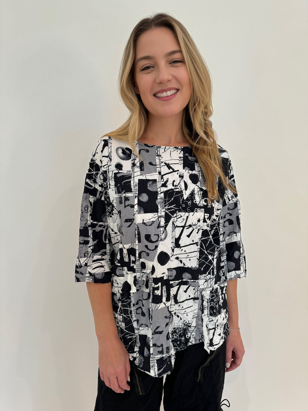 Beau Jours Thea Top in Canvas Black/White