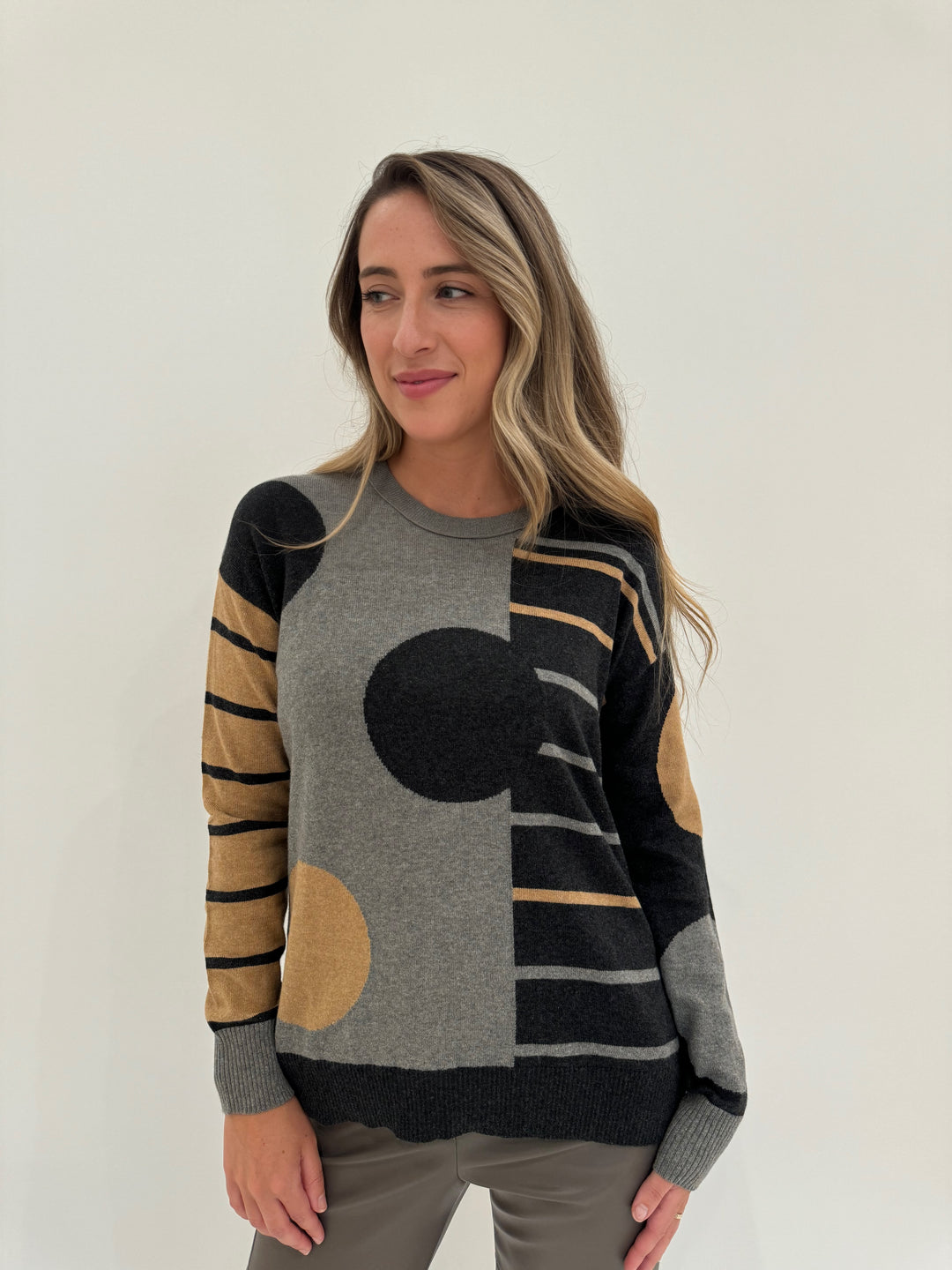 Zaket & Plover Spot On Stripes Sweater in Cloud available at Barbara Katz