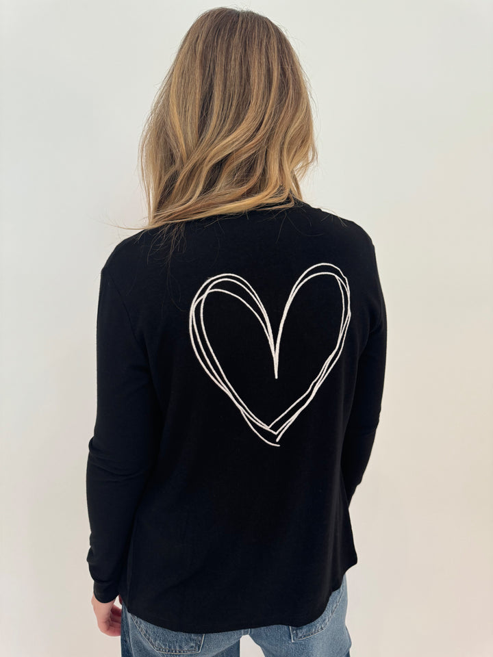 Barbara Katz Ellen Heart Zip Up Jacket in Black