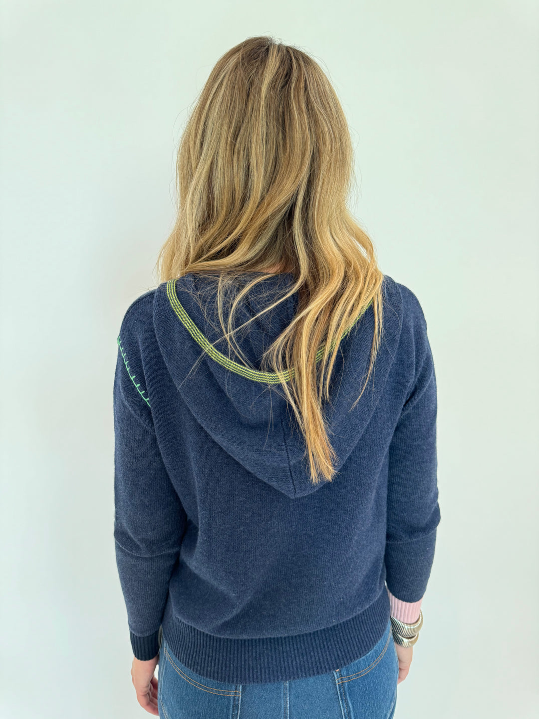 Zaket & Plover HandCraft Hoodie Long Sleeve in Denim available at Barbara Katz