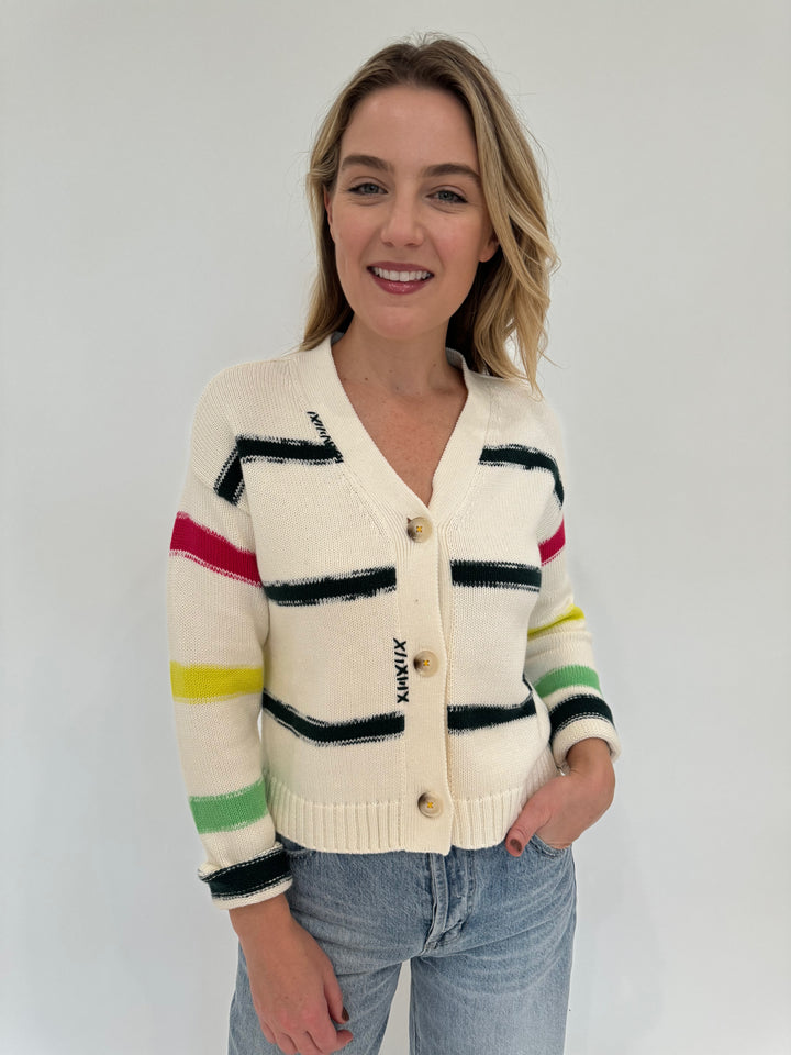 Kerri Rosenthal Milly Cardigan with Multicolor Stripes available at Barbara Katz