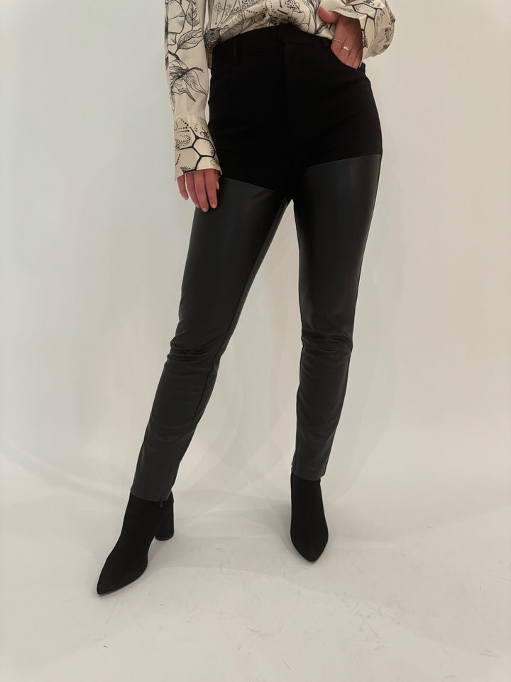 Generation Love Petra Vegan Leather Ponte Combo Pants in Black available at Barbara Katz