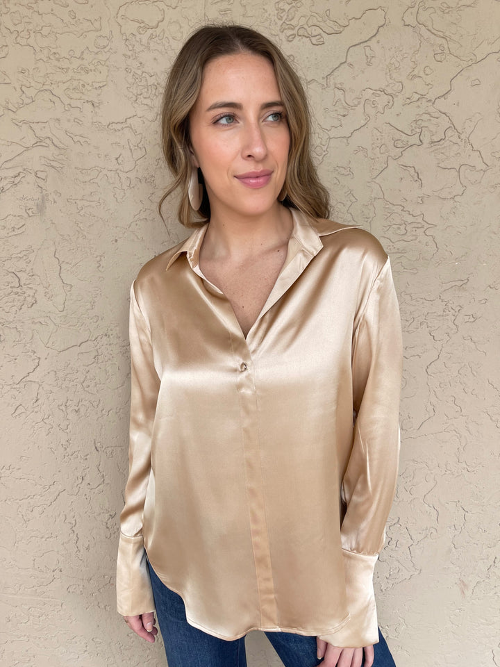 Catherine Gee Daria Silk Printed Shirt - Champagne