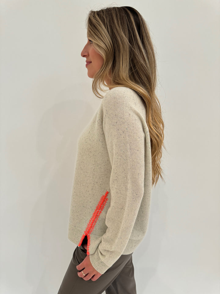 Lisa Todd Opening Act Long Sleeve Cashmere Sweater in Snow Sprinkle available at Barbara Katz