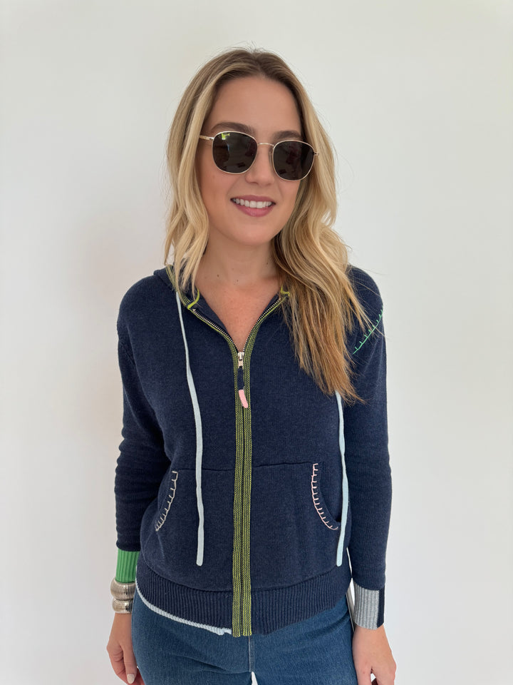 Zaket & Plover Hand Craft Hoodie in Denim available at Barbara Katz