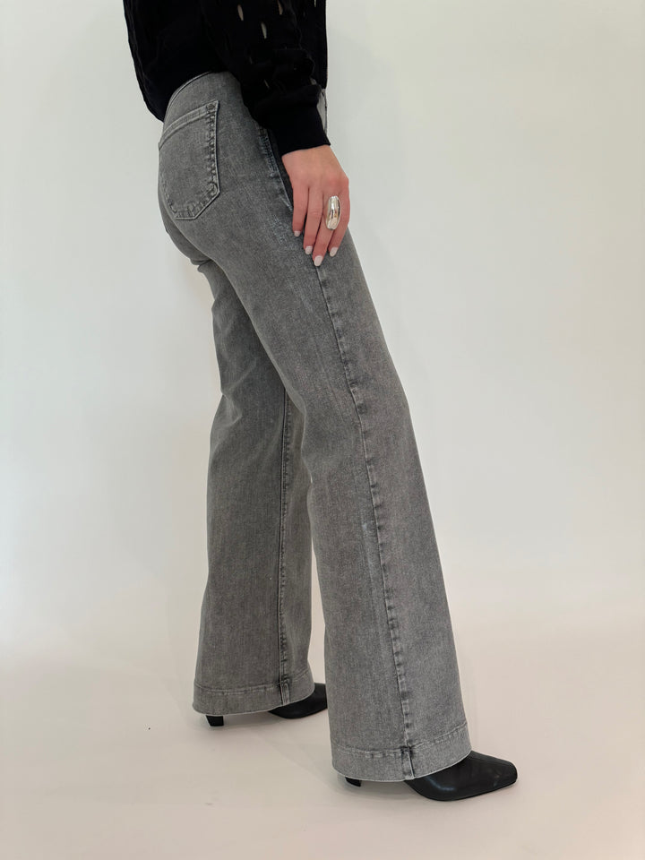 MAC Denim Dream Wide Jeans 32" in Silver Metallic available at Barbara Katz