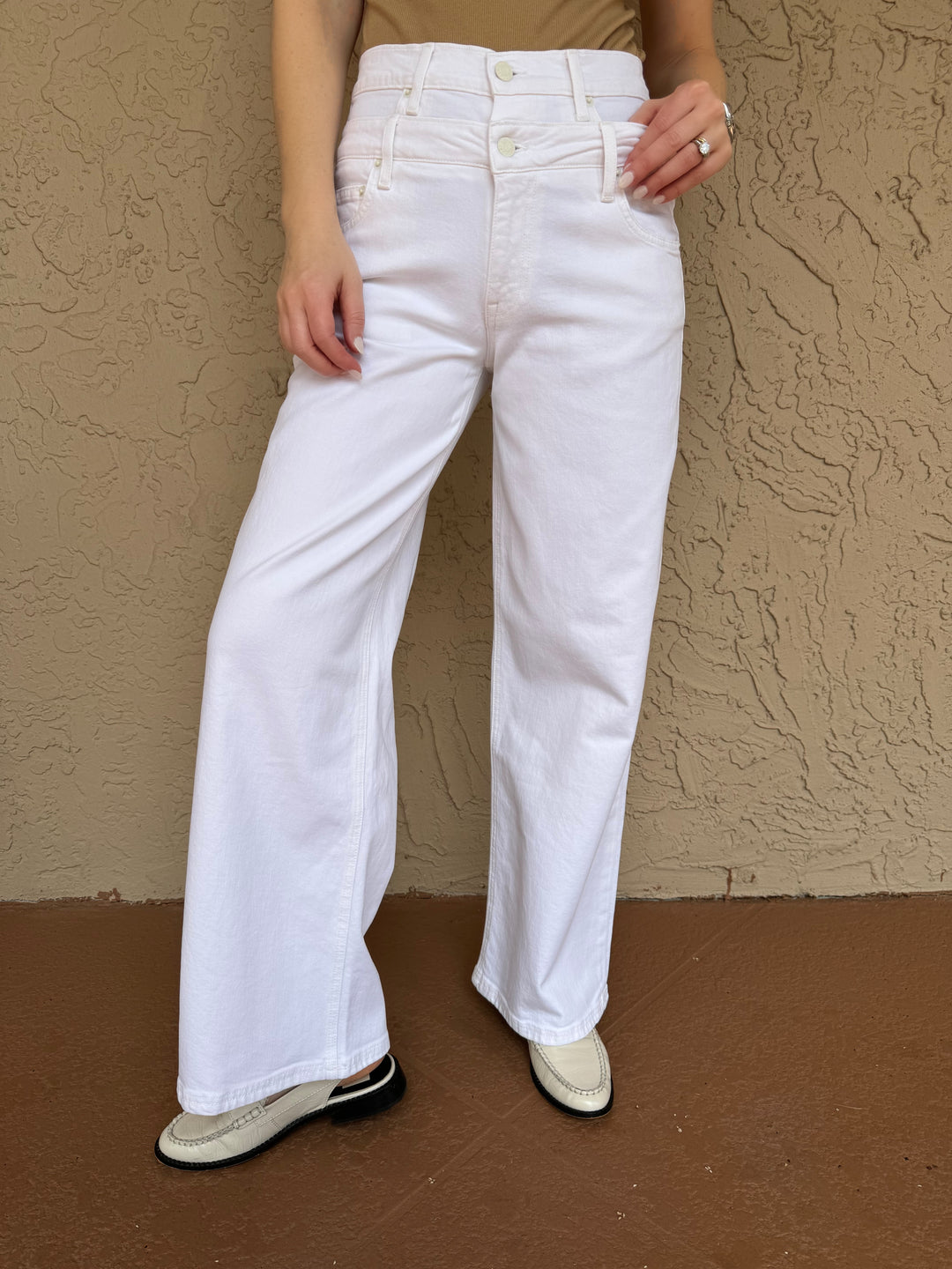 Simkhai Kove Double Waistband Jean - White